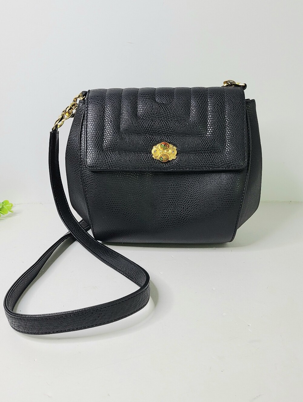 Lucien Piccard Black Quilted Vintage Genuine Leather Shoulder Bag